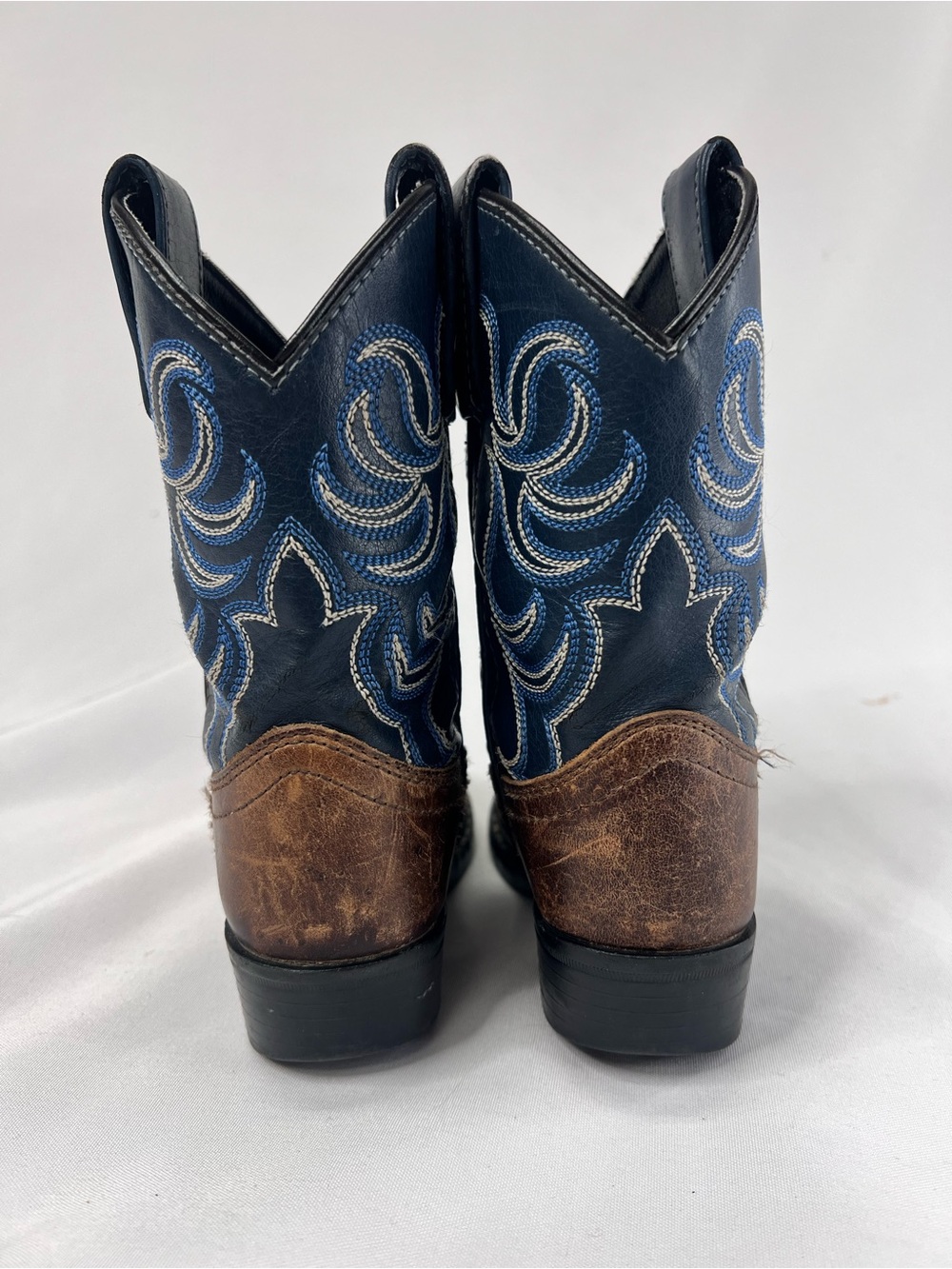 Cody James Toddler Boy Size 10 Genuine Leather Brown Blue Cowboy Boots - Picture 4 of 7